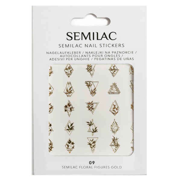 Pegatinas Semilac 09 Nail Stickers Floral Figures Gold