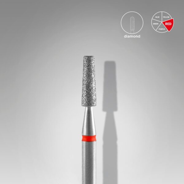 Punta Diamante “Cono Truncado” , Rojo, Diámetro De La Cabeza 2.5 Mm, Parte De Trabajo 8 Mm