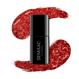 Semilac 318 Burgundy Red Glitter